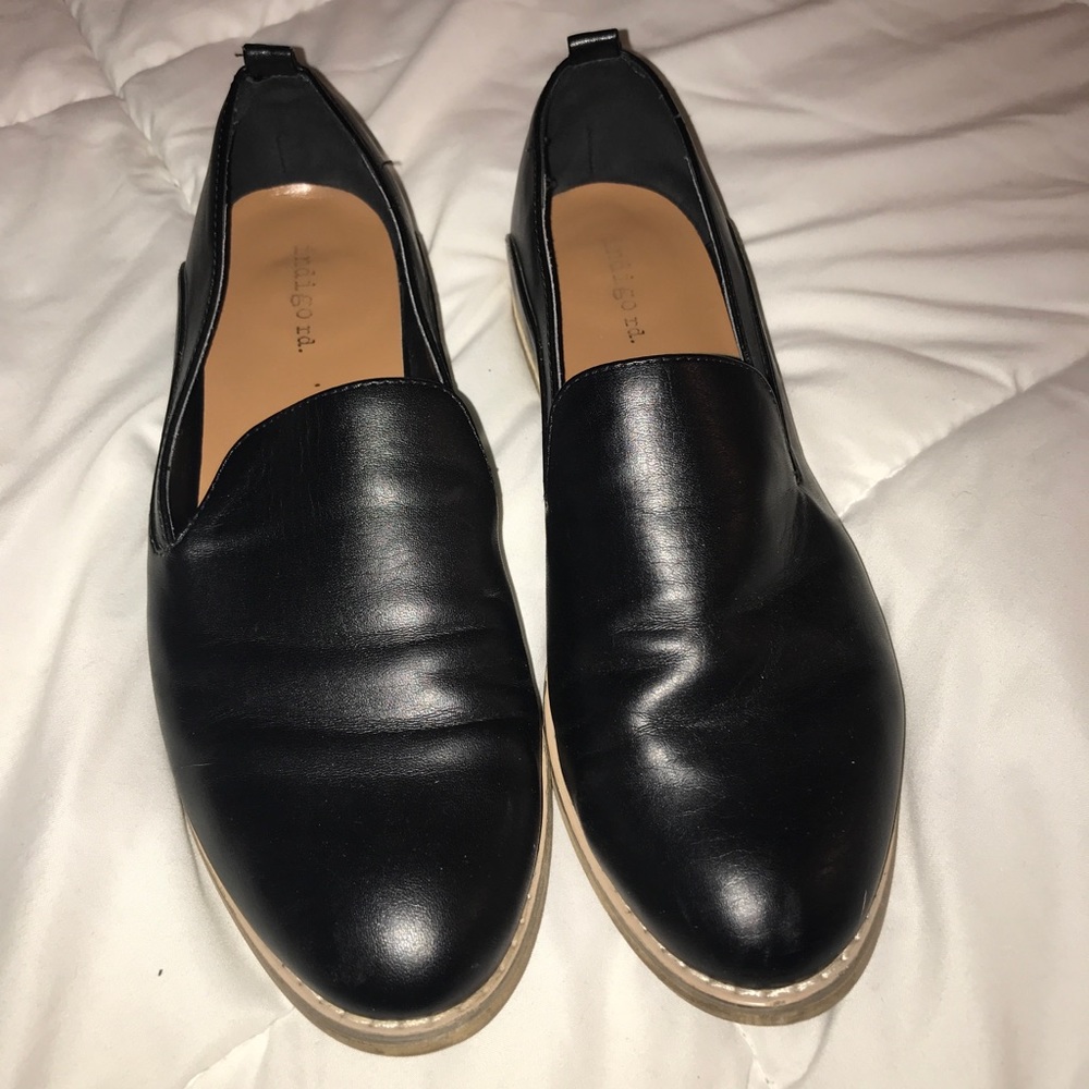 Black with wood base loafers